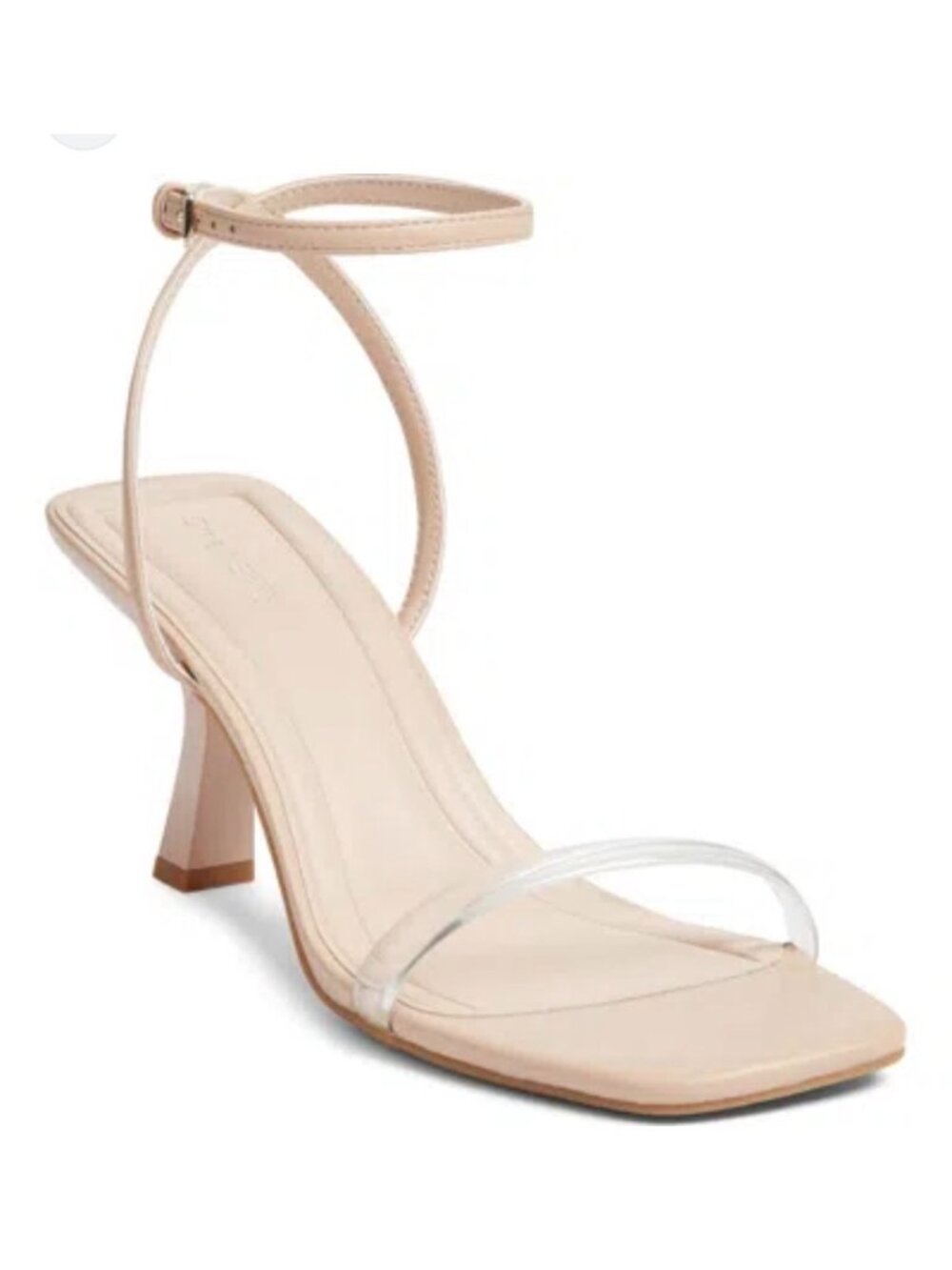 Open Edit Taytum Ankle Strap Sandals Nude Beige Clear Strap Kitten Heel Size 8